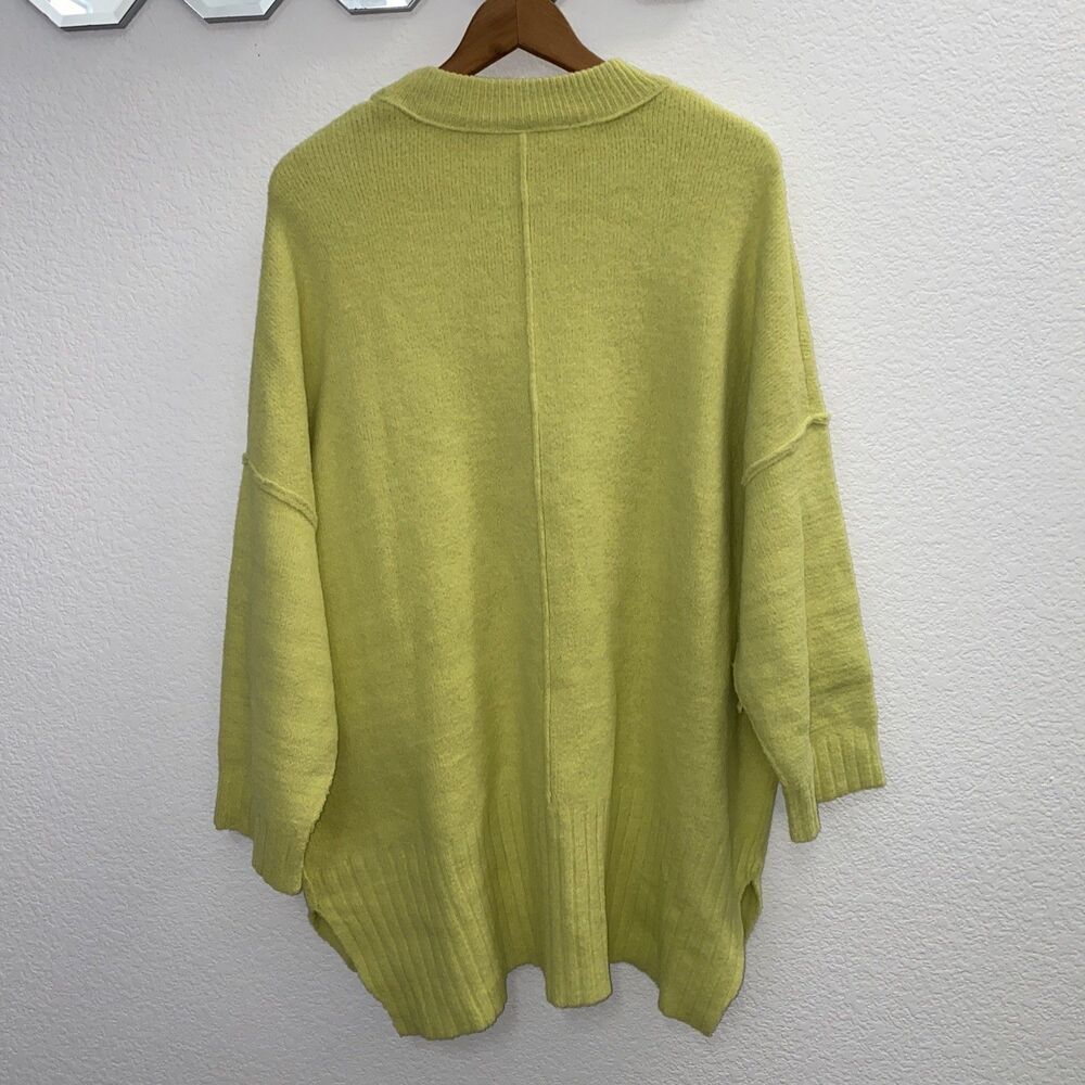 Free People Peaches Slouchy Oversize Sweater Tunic Celery Neon Green Size Small - Picture 7 of 12